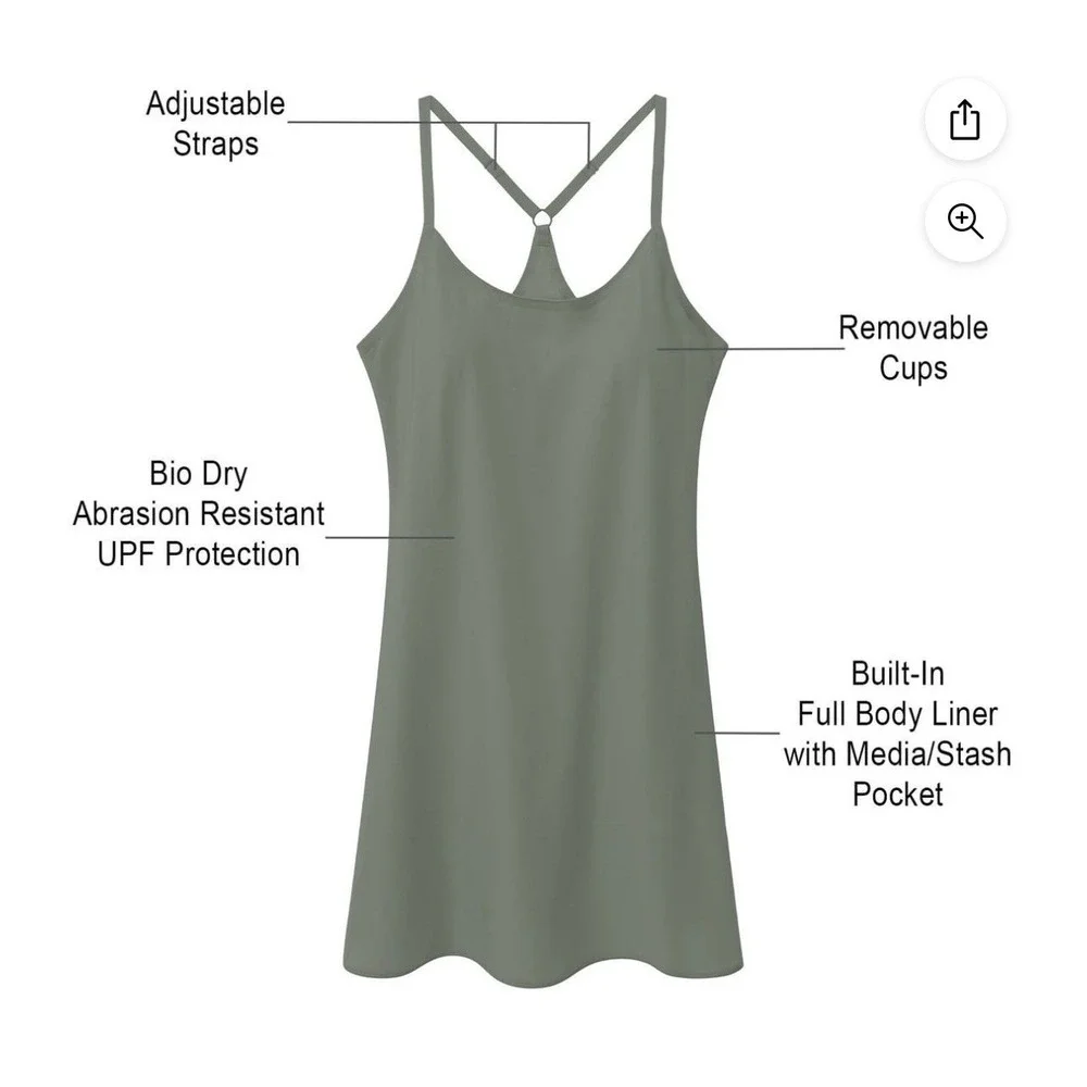 Outdoor Voices Women's Exercise Dress Agave Green Built-In Shorts Pockets Size M